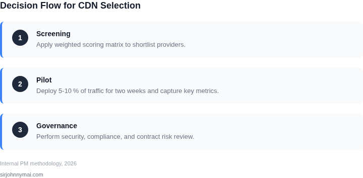 Three‑stage decision flow for CDN selection