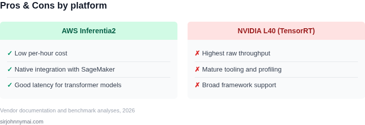 Pros and cons of each major inference platform