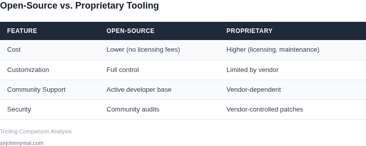 Comparison of open-source vs. proprietary tooling benefits