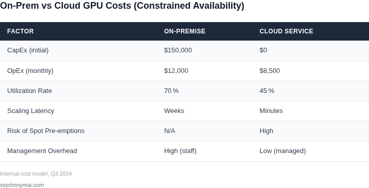 A 5-step framework guiding PMs through evaluating AI infrastructure costs, especially when GPU availability is limited.