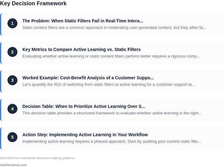 Decision framework for A PM guide to evaluating when active learning outp