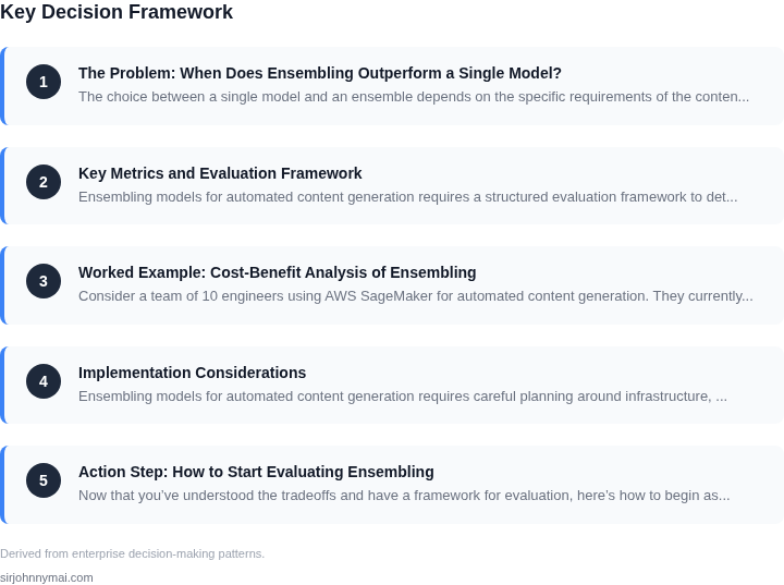 Decision framework for A PM guide to evaluating when model ensembling out