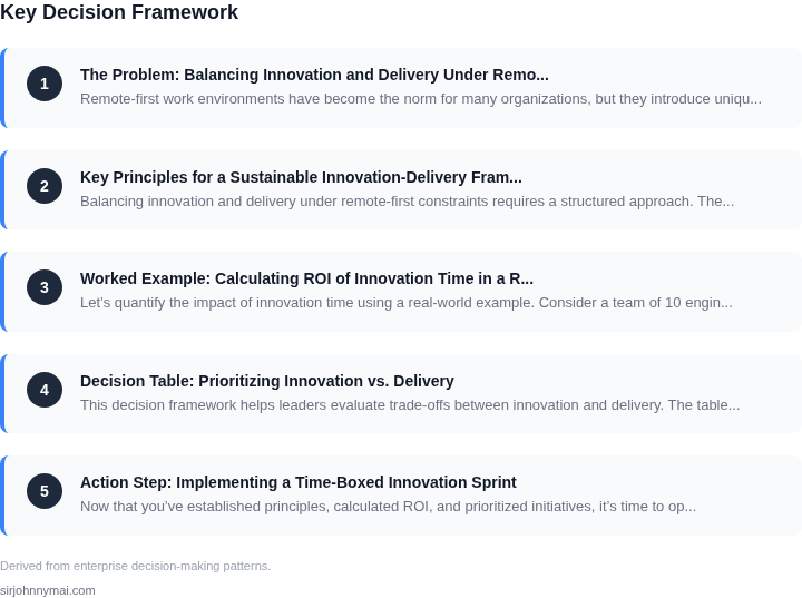 Decision framework for A practical framework for balancing innovation tim