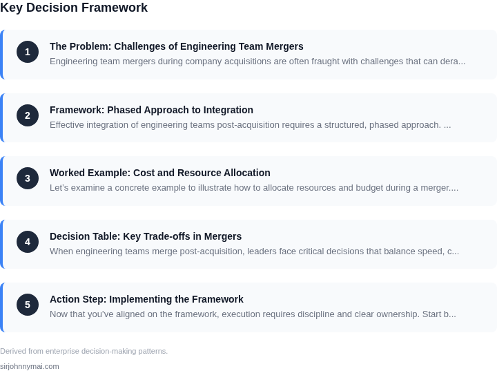 Decision framework for A practical framework for managing engineering tea
