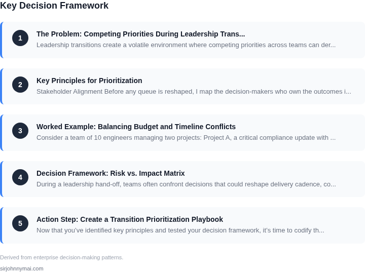 Decision framework for A practical framework for navigating competing pri