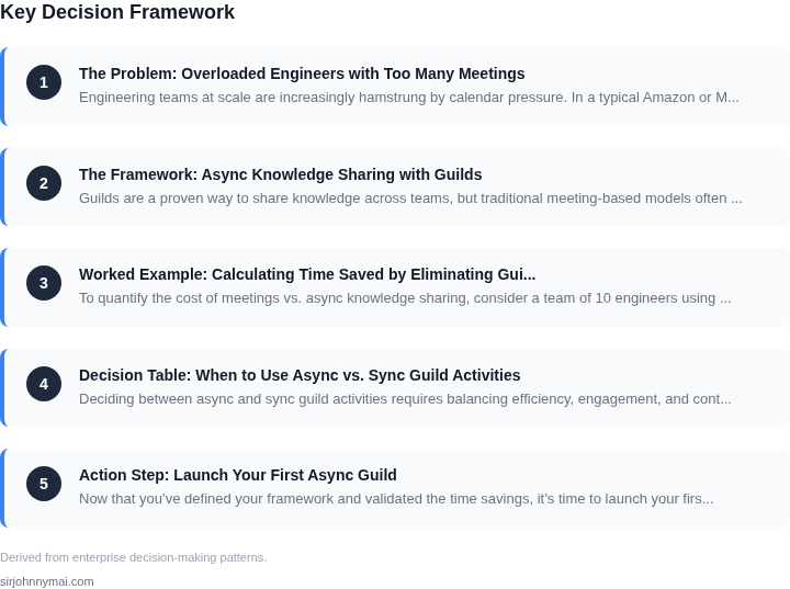 Decision framework for A practical framework for running engineering guil