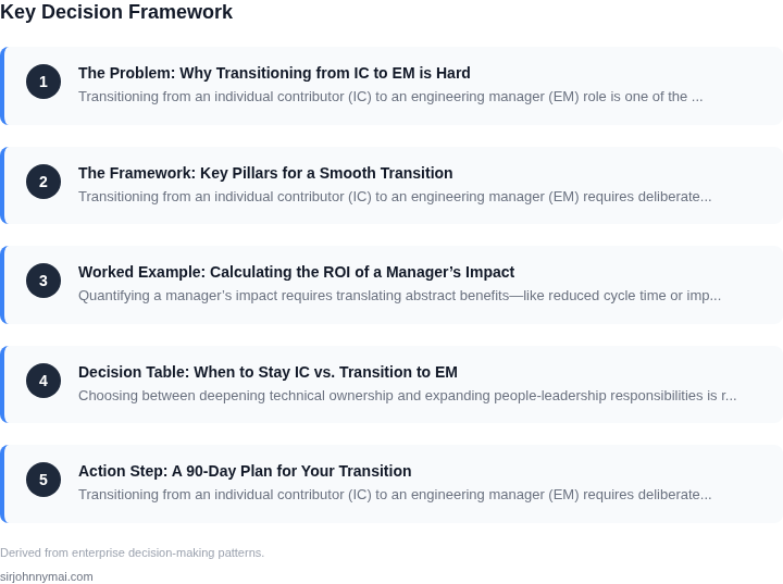 Decision framework for A practical framework for transitioning engineerin