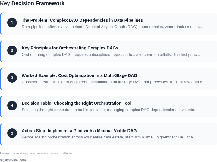 Decision framework for A practical guide to implementing data pipeline or