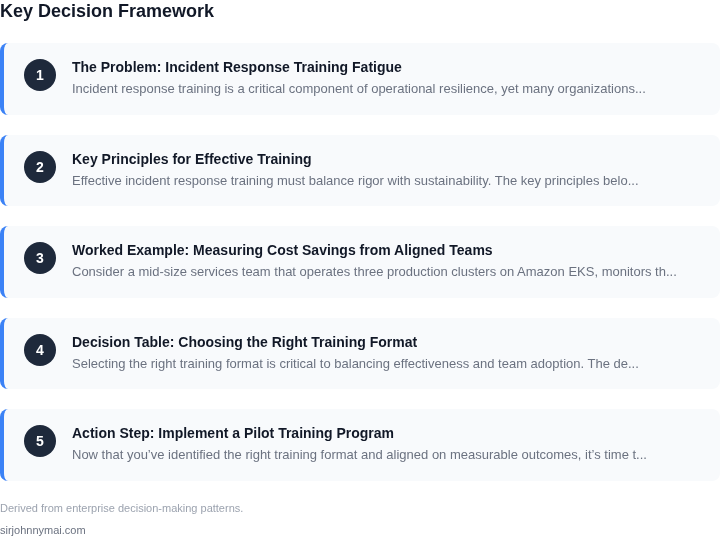 Decision framework for A practical guide to running incident response tra