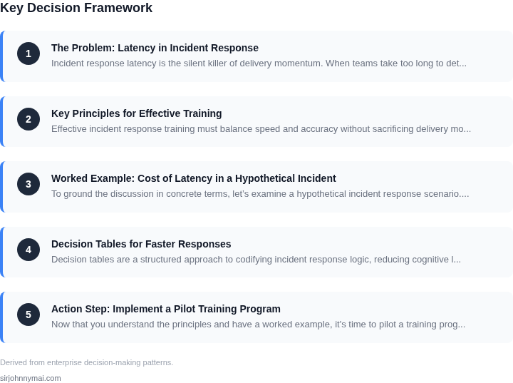 Decision framework for A practical guide to running incident response tra