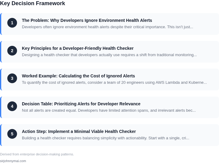 Decision framework for How to build a developer environment health checke