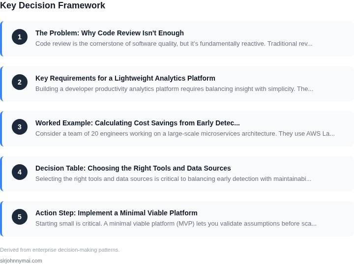 Decision framework for How to build a developer productivity analytics pl