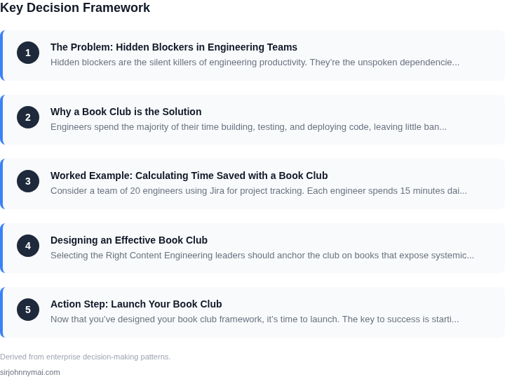 Decision framework for How to build a engineering book club that surfaces