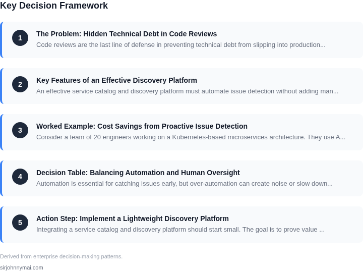 Decision framework for How to build a service catalog and discovery platf