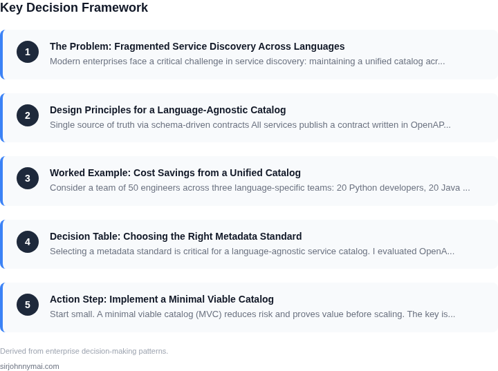 Decision framework for How to build a service catalog and discovery platf