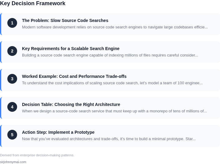 Decision framework for How to build a source code search engine that inde