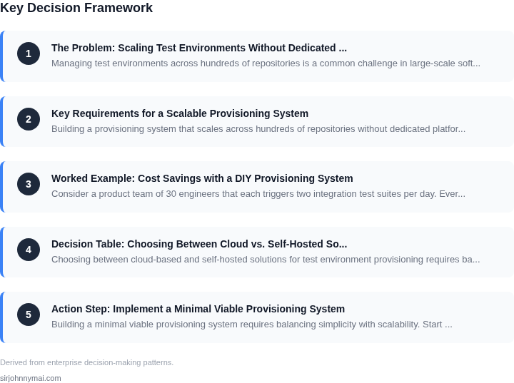 Decision framework for How to build a test environment provisioning syste