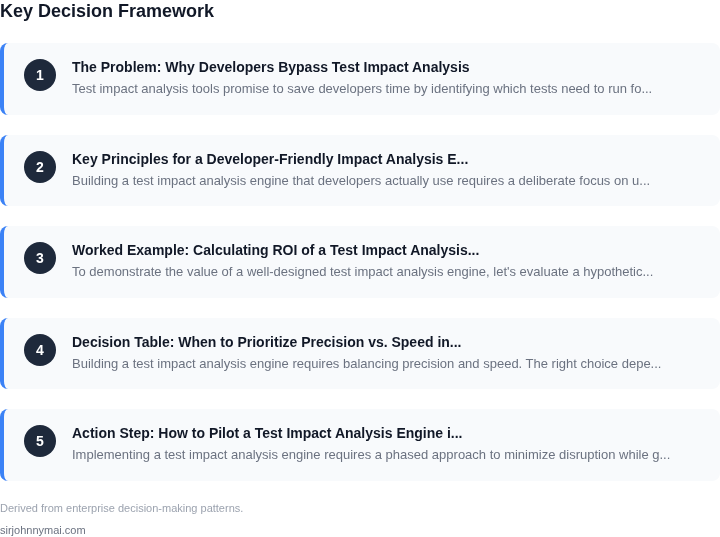 Decision framework for How to build a test impact analysis engine that de