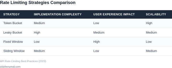 Comparison of different API rate limiting strategies