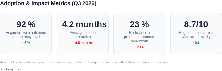 Dashboard showing key metrics after implementing the competency matrix