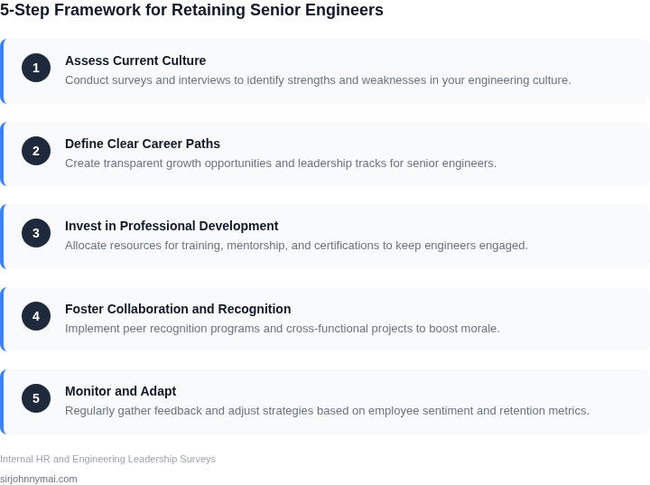 Step-by-step framework for building an engineering culture to retain senior talent