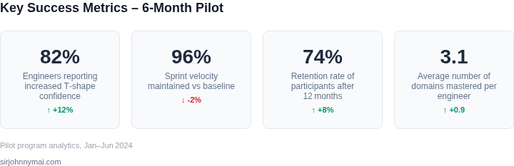 Dashboard‑style display of key performance indicators showing the impact of the rotation program after six months.
