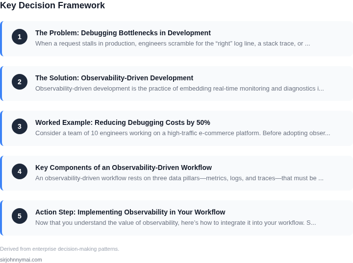 Decision framework for How to build an observability-driven development w