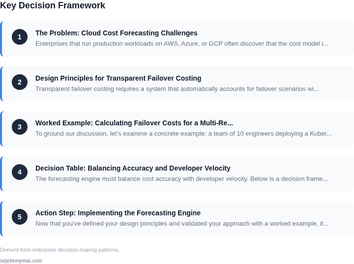 Decision framework for How to design a cloud cost forecasting engine that