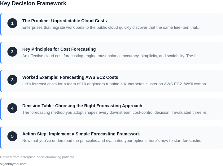 Decision framework for How to design a cloud cost forecasting engine that