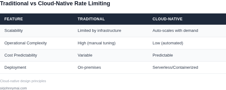 Comparison of traditional rate limiting vs cloud-native approaches