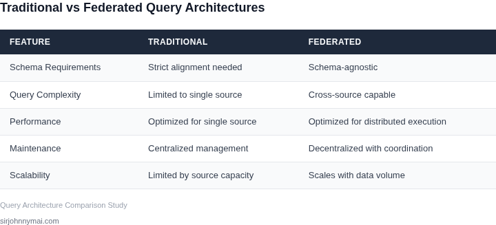 Comparison of traditional vs federated query architectures