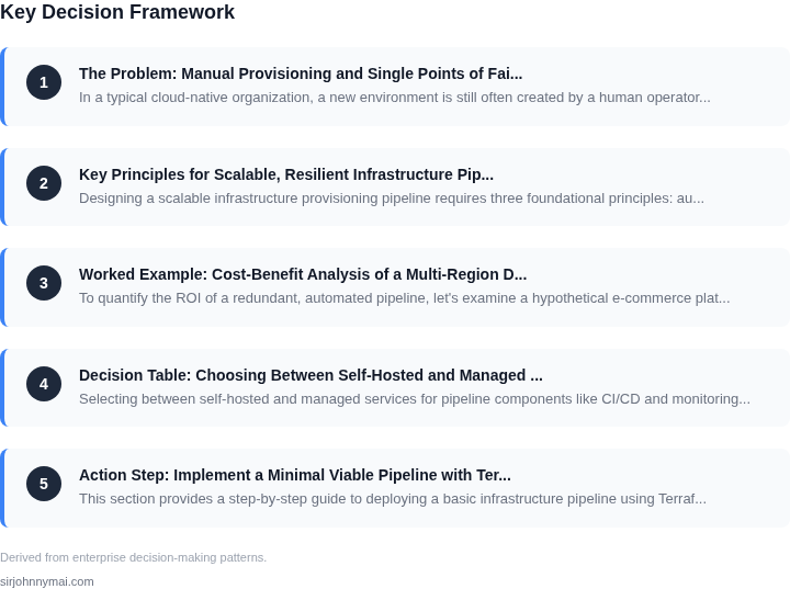 Decision framework for How to design a infrastructure provisioning pipeli