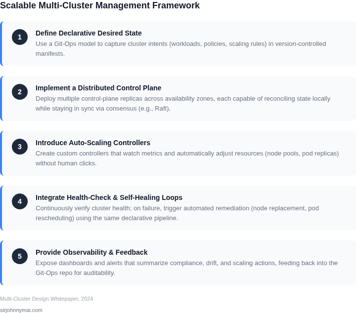 Step‑by‑step framework for building a self‑healing, multi‑cluster management platform that eliminates manual intervention and single points of failure.