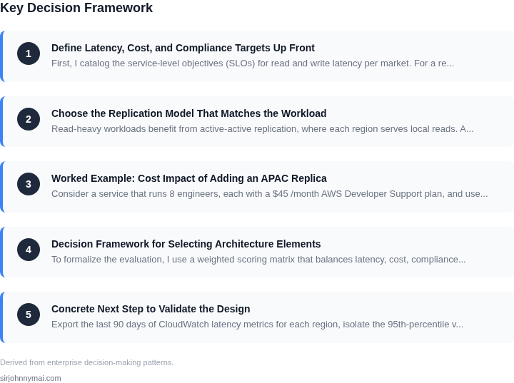 Decision framework for How to design a multi-region database architecture
