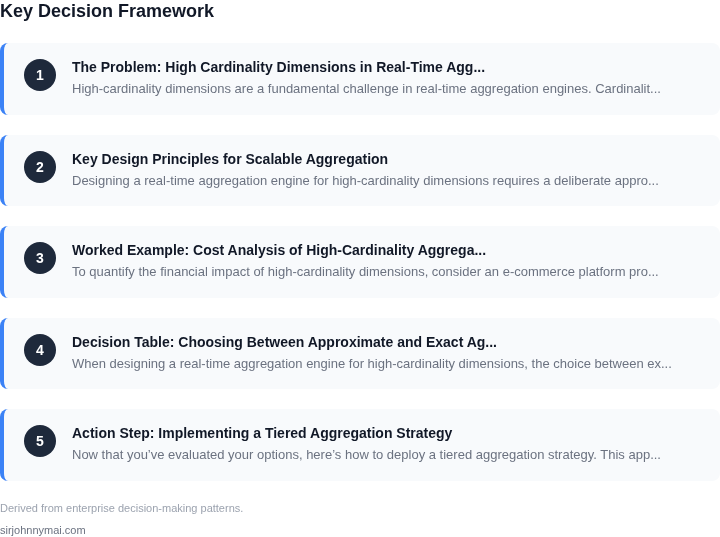 Decision framework for How to design a real-time aggregation engine that