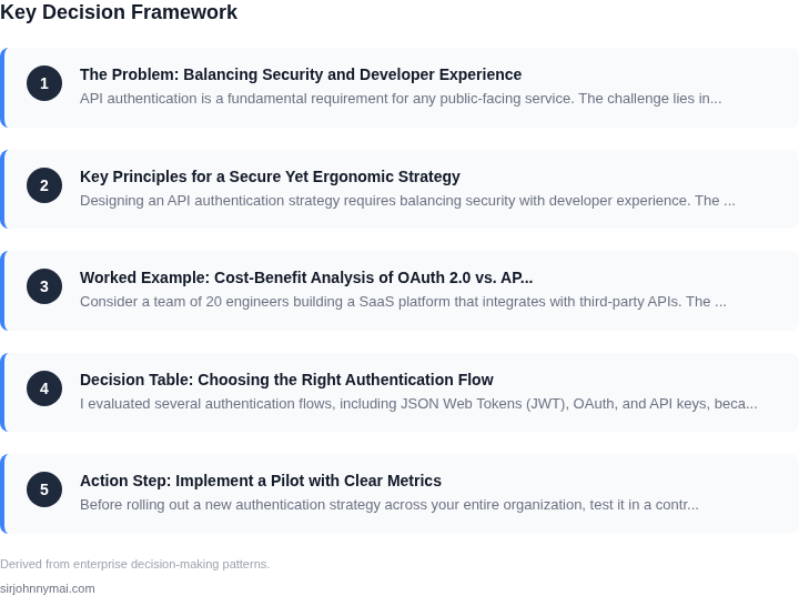 Decision framework for How to design an API authentication strategy that