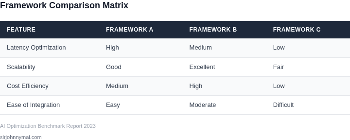 Side-by-side comparison of AI inference optimization frameworks