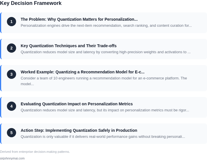 Decision framework for How to evaluate AI model quantization techniques f