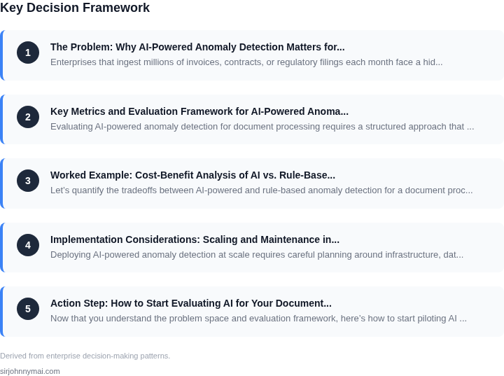 Decision framework for How to evaluate AI-powered anomaly detection for d