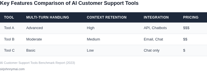 Side-by-side comparison of AI-powered customer support tools handling complex multi-turn conversations