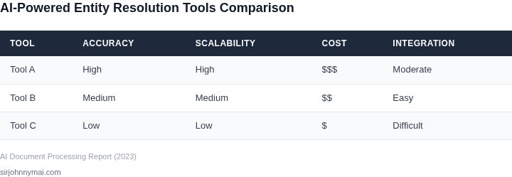 Comparison of AI-powered entity resolution tools for document processing