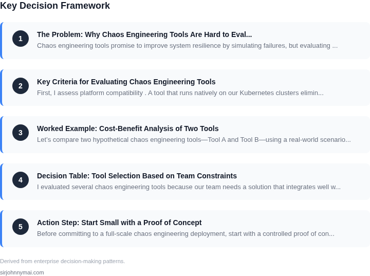 Decision framework for How to evaluate chaos engineering tools when your 