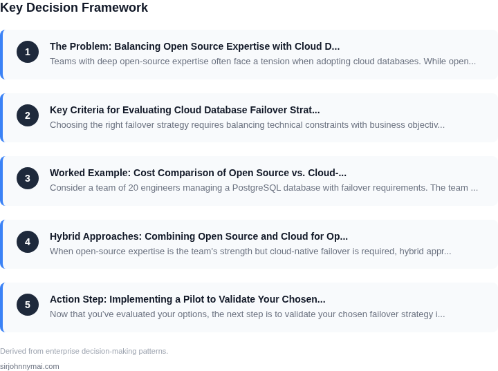 Decision framework for How to evaluate cloud database failover strategies