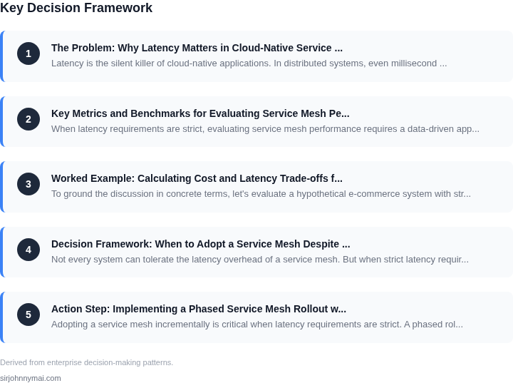 Decision framework for How to evaluate cloud-native service mesh adoption