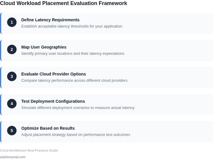 Step-by-step framework for evaluating cloud workload placement