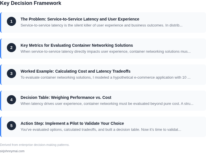 Decision framework for How to evaluate container networking solutions whe