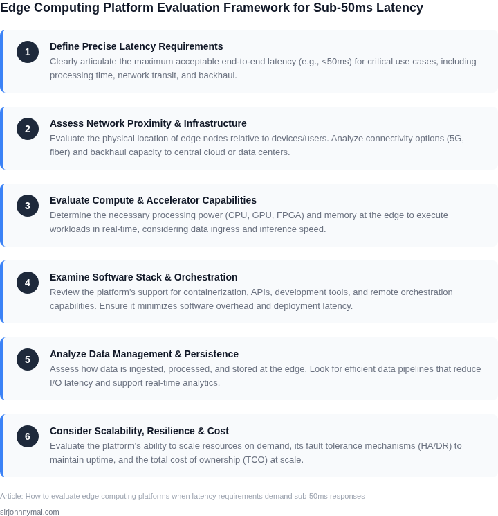 A step-by-step guide on how to evaluate edge computing platforms to ensure they meet strict latency requirements.