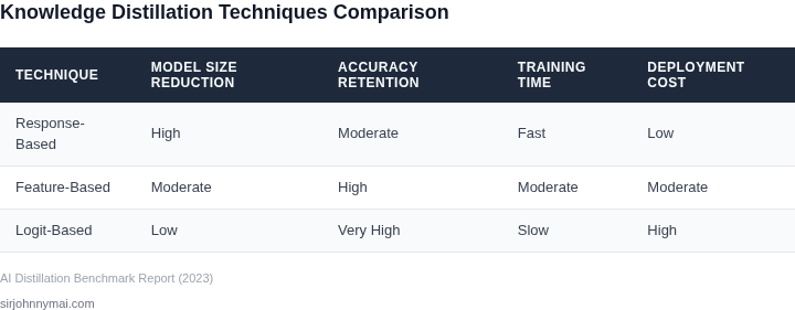 Side-by-side comparison of knowledge distillation techniques