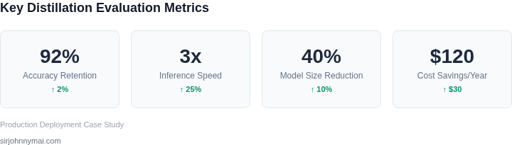 Key metrics dashboard for knowledge distillation evaluation