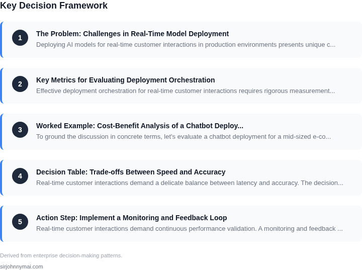 Decision framework for How to evaluate model deployment orchestration for